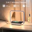 Besides Lamp with Wireless Charging, Table Lamp Touch Control with 10W Fast Charger, Nightstand Lamp with 3-Level Adjustable Brightness, 180° Foldable Arm, Modern Nightlight for Bedroom,Dorm Gift
