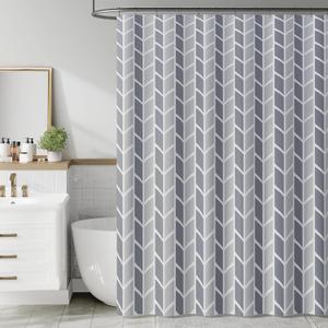 jinchan Grey and White Geometric Shower Curtain Chevron Arrow Farmhouse Shower Curtains for Bathroom Modern Waterproof Fabric with 12 Hooks 70x72 Inches