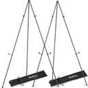 Nicpro Art Folding Easels for Display, 2 Pack 63 Inches Metal Floor Easel Stand Bulk Tripod Black Collapsible for Sign Artist Poster Wedding | with Carry Bag