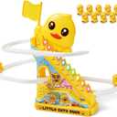 Small Duck Climbing Stair Slide Toy for Toddlers,Electric Duck Roller Coaster Tracks Toys Set with Light and Music,Gift for Kids Ages 3+