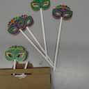 TICIAGA Carnival Mask Wooden Picks - 14PCS Circus Mask Double-Sided Wooden Decorative Picks for Home Vase Filler Mardi Gras Colorful Mask Wooden Picks Decor for Carnival Party Decorations Supplies