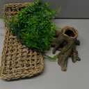 5 PCS Tank Accessories for Bearded Dragon Include Resin Hollow Tree Root Reptile Habitat Hideout Decor Hanging Jungle Vines Flexible Leaves Climbing Decorations for Lizard Gecko Chameleon Spider