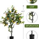 4ft Artificial Lemon Tree with Fake Lemons Floor Plants Artificial for Decor Realistic to Indoor Home Office Fauxe Lemon Tree, Yellow