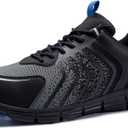 SPIEZ Men's Safety Shoes, Composite Toe, Non-Slip, Puncture-Proof, Lightweight & Breathable Work Sneakers, Black (US9)