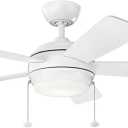 KICHLER 330171MWH Protruding Mount, 5 MATTE WHITE/MATTE WHITE Blades Ceiling fan with 48 watts light, Matte White
