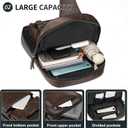 Vintage PU Leather Sling Backpack, Crossbody Shoulder Bag with Adjustable Strap, Multi-Pocket Compact Travel Chest Bag for Daily Use, Dark Brown