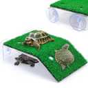 Keedolla Turtle Resting Basking Platform Simulation Grass Turtle Ramp, Lawn Tortoise Climbing Ladder Turtle Resting Terrace for Reptile Frog Terrapin - Middle (Medium)