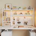 Desktop Hutch Bookshelf, 4-Tier Metal Desk Shelf for Top of Desk | Heavy Duty Countertop Organizer Rack with Peg Board & Accessories Space-Saving Storage for Dorm, Office & Home