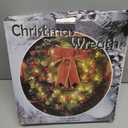 Juegoal 16 Inch Pre-Lit Christmas Wreath with Metal Hanger, Large Red Bow and Colored Balls, Battery Operated with Warm White 40 LEDs Lights, Front Door Spruce Lighted Wreath X-max Decorations