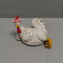 Yerliker Resin Chicken Figurine with Glasses Table Art Sculpture White Rooster Statue Funny Resin Figurine Decoration Rustic Country Kitchen Decoration for Home Office Desk