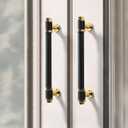 2 Pack Cabinet Handles Matte Black and Gold Kitchen Cabinet Pulls Modern Dresser Drawer Knobs for Bathroom Bedroom Closet Zinc Alloy Furniture Hardware (Overall Length 8.81in/224mm)