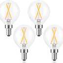 Dimmable 2 Watt Candelabra LED Light Bulb (25W Equivalent), AIELIT E12 Globe LED Bulb, Small Chandelier Base, Antique G15 Filament Edison Bulb for Nightstand Lamp, 200 lm, Warm White 2700K Clear, 4 Pcs