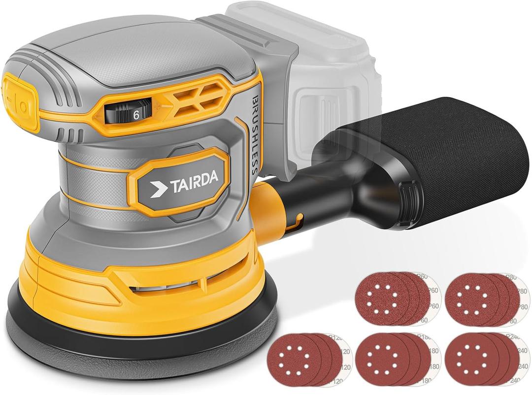 Cordless Random Orbital Sander Compatible for Dewalt 20v 60v Battery(NO Battery), Electric Palm Orbital Sander With Dust Collector, 6 Variable Speeds, 20Pcs Sandpaper For Sanding Polishing Woodworking