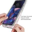 Case for Moto Edge 2022/Motorola Edge 2022 5G UW XT22051 with Tempered Glass Screen Protector, Floral Design Full Body Protective Cell Phone Cover for Motorola Moto Edge 2022 5G Purple Flower