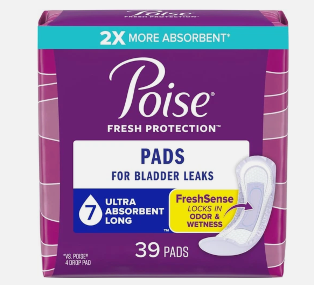 Poise Incontinence & Postpartum Pads for Bladder Leaks, 7 Drop Ultra Absorbency, Long Length, 78 Count, Packaging May Vary