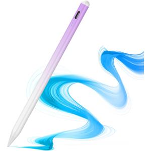 Stylus Pen for iPad 11th & 10th Generation - 10Mins Faster Charge Compatible with (2018-2025) Apple iPad 6-11 Gen, iPad Air 3/4/5/M2/M3, iPad mini 5/6, iPad Pro 11"/12.9"/M4 (White purple)