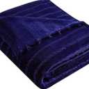 FINENESS Couch Lightweight Warm Throw Blanket Navy Blue 50" x 60",Travel Blanket Cozy Plush Fuzzy Plaid Striped Blankets for Sofa