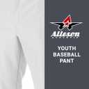 Alleson Athletic Boys Elastic Bottom Baseball Pants  Classic Fit, Durable Fabric, and Secure Waistband (White, XS)