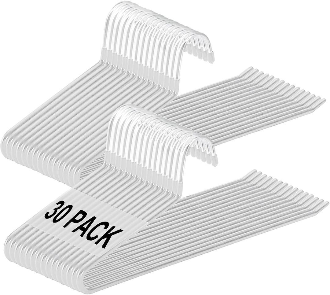 devesanter Pants Hanger, 30 Pack Space Saving OpenEnded Metal Pants Hanger, Non Slip Trousers Slack Hangers Organizers for Pants Jeans Slacks Scarf Trousers Ties，White