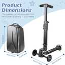 Scooter Luggage for Kids Scooter Suitcase for Ages 4-12, 4 in 1 Kids Luggage Boarding Suitcase Detachable & Foldable Scooter Travel Trolley Ride On Luggage-Black, Medium, 22L