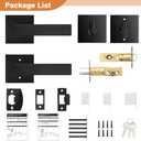 Probrico Flat Black Passage Door Lever with Single Cylinder Deadbolts Combo Pack, Modern Square Lock Set Handleset, Exterior Handle and Set