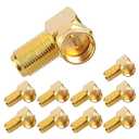 VCE 90 Degree Gold-Plated F Type Male to Female Right Angle Coax Connector - 10-Pack, Fits Tight Spaces