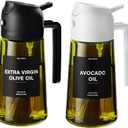 CXINYI - 16oz/470ml Olive Oil Dispenser for Kitchen with Stickers - 2 in 1 Olive Oil Sprayer for Cooking, Air Fryer, and Salad, Black&White (Light-Proof Kitchen Gadget)