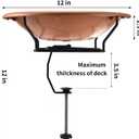 Jealoeur Bird Bath Deck Mounted 12 Inches, Deck Adjustable Steel Clamp 3.5 Inches, Balcony Railing Birdbaths Unheated(Brown)
