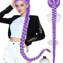 BESTBEL+Hair Cap Purple Braid Wig for Women Long Purple Wigs for Adult Long Braided Anime Wigs Stage Outfits for Women Halloween Party Cosplay