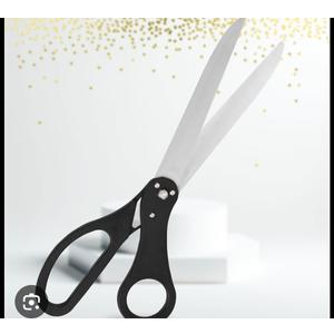 Grand Opening Ceremony Kit – 25 Inch Black Scissors for Ribbon Cutting with Satin Ribbon Orange Gold Heavy Duty 25'' Giant Scissors Black with Ribbon for Ceremonies & Special Events Inauguration