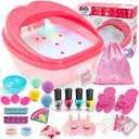 Kids Foot Spa Kit - Kids Spa Day Kit for Girls 4-12 Yrs. - Pedicure Foot Spa, Girls Spa Set Nails Art Salon Girl Stuff - Parties & Christmas Birthday Gifts for 5 6 7 8 9 10-12 Year Old Girl Gifts (Rose Red)