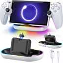 Charger Station for PlayStation Portal- Case Friendly, Charging Dock with RBG Light Charger Stand & USB Type C Cable, Magnetic Type C Port for PS5 Ps Portal Charging with Case on (White&Black)