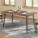 VASAGLE Dining Table for 4-6 People, Modern Kitchen Table, Heat-Resistant Tabletop, Quick Assembly, for Dining Room, Natural Walnut and Ink Black, Island Collection