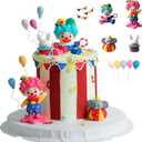 Vibrant Circus Theme Cake Toppers - Clown, Elephant, balloon,and Rabbit Birthday Cake Decorations, Carnival,Celebration Cakes Topper