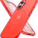 Miracase Magnetic for iPhone 17 Case (Compatible with MagSafe) with Screen Protector Military-Grade Protection, Anti-Fingerprint Translucent Matte Phone Cover for iPhone 17 6.3 inch, Red