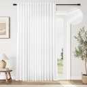 White Linen Curtains Extra Wide 100 Inch for Living Room Semi Sheer Morden Farmhouse Sliding Glass Door Curtain Rustic Patio Room Divider Light Filtering Back Tab Window Drapes 1 Panel W100xL84