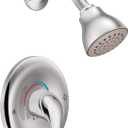 Moen Chrome Single Function Eco-Performance Shower Trim with Showerhead and Lever Handle for Water Temperature Adjustment, Posi-Temp Valve Required, TL182EP