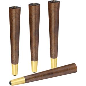 Wood Furniture Legs 16 inch - Coffee Table Legs - Mid Century Feet Replacement for Legs for Table - Coffee Table, Desk, Chair, Dresser, Ottoman, Cabinet, Bench Legs, Etc. Brown