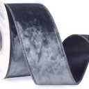 Ribbli Dusty Blue Velvet Wired Ribbon 2.5 Inch Crushed Velvet Christmas Ribbon for Gift Wrapping Christmas Tree Decoration Crafts Wreaths Supplies-Continuous 10 Yards