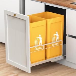 Pull Out Trash Can Under Cabinet with Soft-Close Slides, Heavy Duty Under Sink Garbage Can Slide Out Kit for Kitchen, Garbage Can Not Included, Requires Mini Cabinets Opening 17" W x 24" D