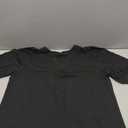 Women's Pleated Puff Sleeve Tops Summer V Neck Tunic Shirts Loose Curved Hem Blouses Dressy Casual, Size L, Black