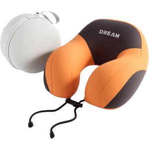 Neck Pillow for Traveling,Travel Pillow with Hard Case for Airplane 100% Pure Memory Foam,Travel Neck Pillow for Flight Headrest Sleep,Travel Essentials (Orange)