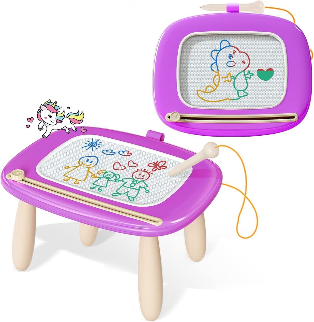 Kikidex Toddlers Toys Age 1-3, Magnetic Drawing Board, Doodle Board Pad Learning and Educational Toys for 1 2 3 Year Old Baby Kids Birthday Gift (Purple), Classic