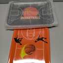 4 Pieces Basketball Serving Trays - Sports Melamine Platters Reusable Rectangle Party Trays for Basketball Sports Theme Party Food Dessert Serving Supplies, 13 x 9.7 inch