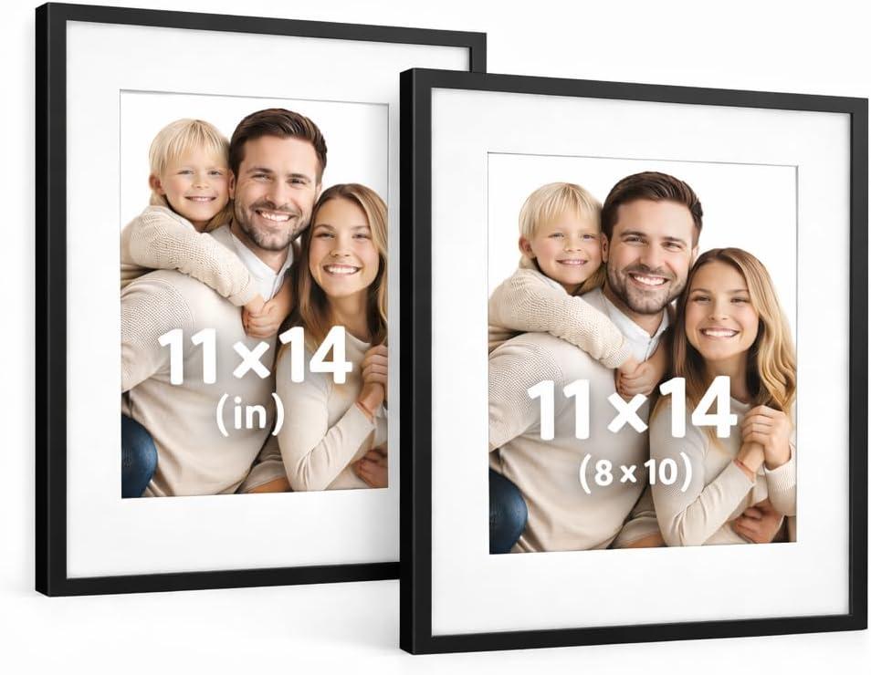 11x14 Photo Frames Set of 2, Black Wooden