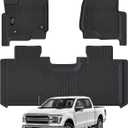 Floor Mats Custom Fit for 2015-2025 Ford F150 Super Cab/Extended Cab (Not for SuperCrew Cab) All Weather TPE Rubber Floor Liners Anti-Slip Full Set for Ford F-150 SuperCab Accessories