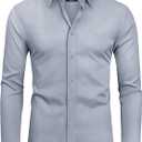 Alimens & Gentle Slim Fit Mens Dress Shirts for Men Button Down Long Sleeve Dress Shirts Wrinkle Free Formal Stain Proof (4X-Large, Sliver Grey)
