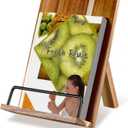 Acacia Wood Cookbook Stand for Kitchen Counter - Adjustable Recipe Book Holder & Tablet Stand - Heavy Duty Hands-Free Bookstand for Large Cookbooks, iPad & Bible - Rustic Farmhouse Decor