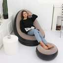 Inflatable Lounge Chair : Lazy Flocking Recliner, Air Couch Sofa for Indoor, Outdoor, Travel & Camping (No Pump)