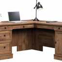 Sauder Palladia L Shaped Desk with Drawers, Office Desk with File Cabinet Storage, Cable Management, Keyboard Tray, in Vintage Oak Finish